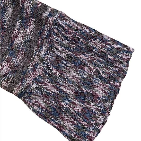 Ball of Cotton Handloomed in USA variegated yarn draped bell sleeve cardigan - Picture 7 of 13